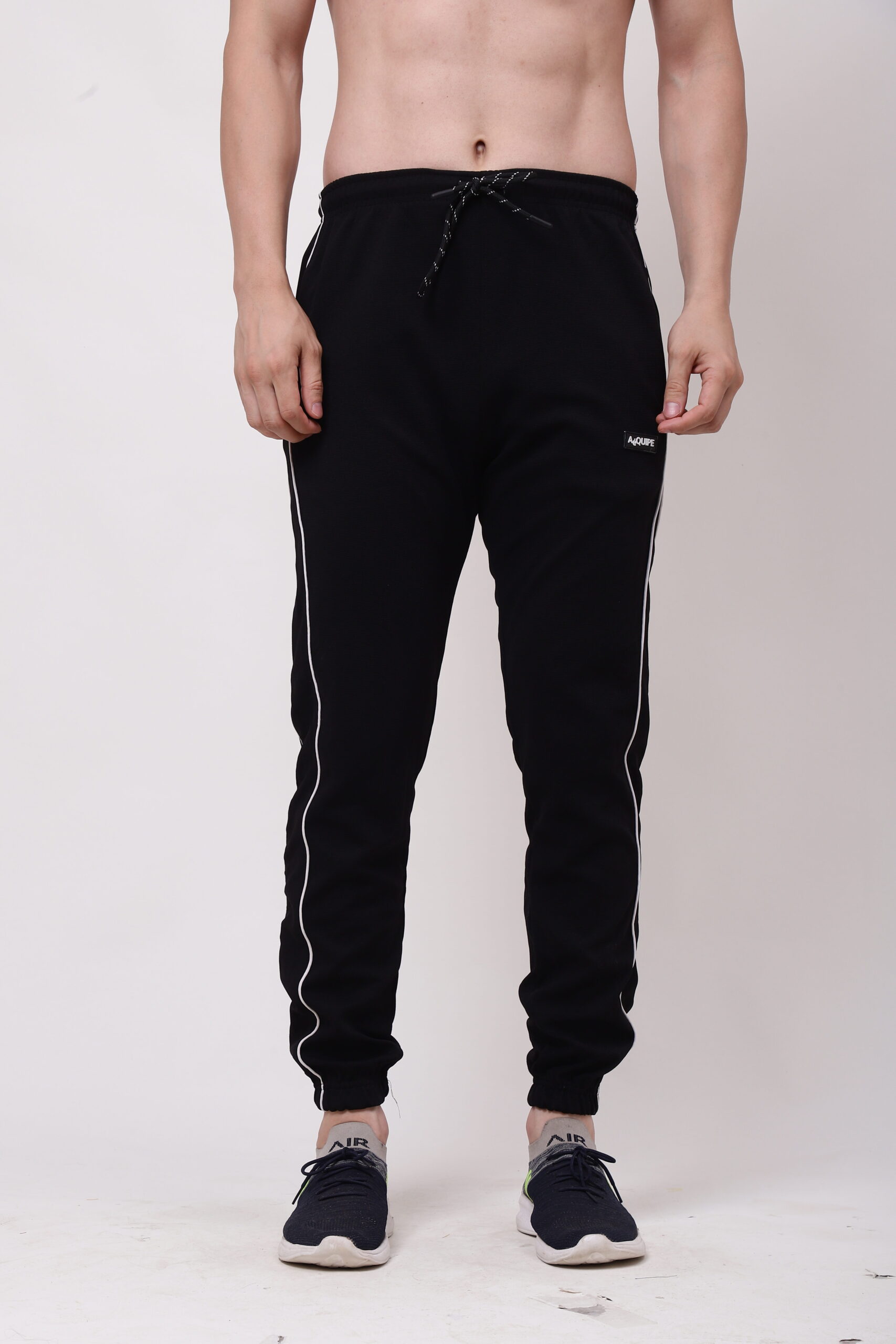 Men Black Trackpant with White line - Image 3