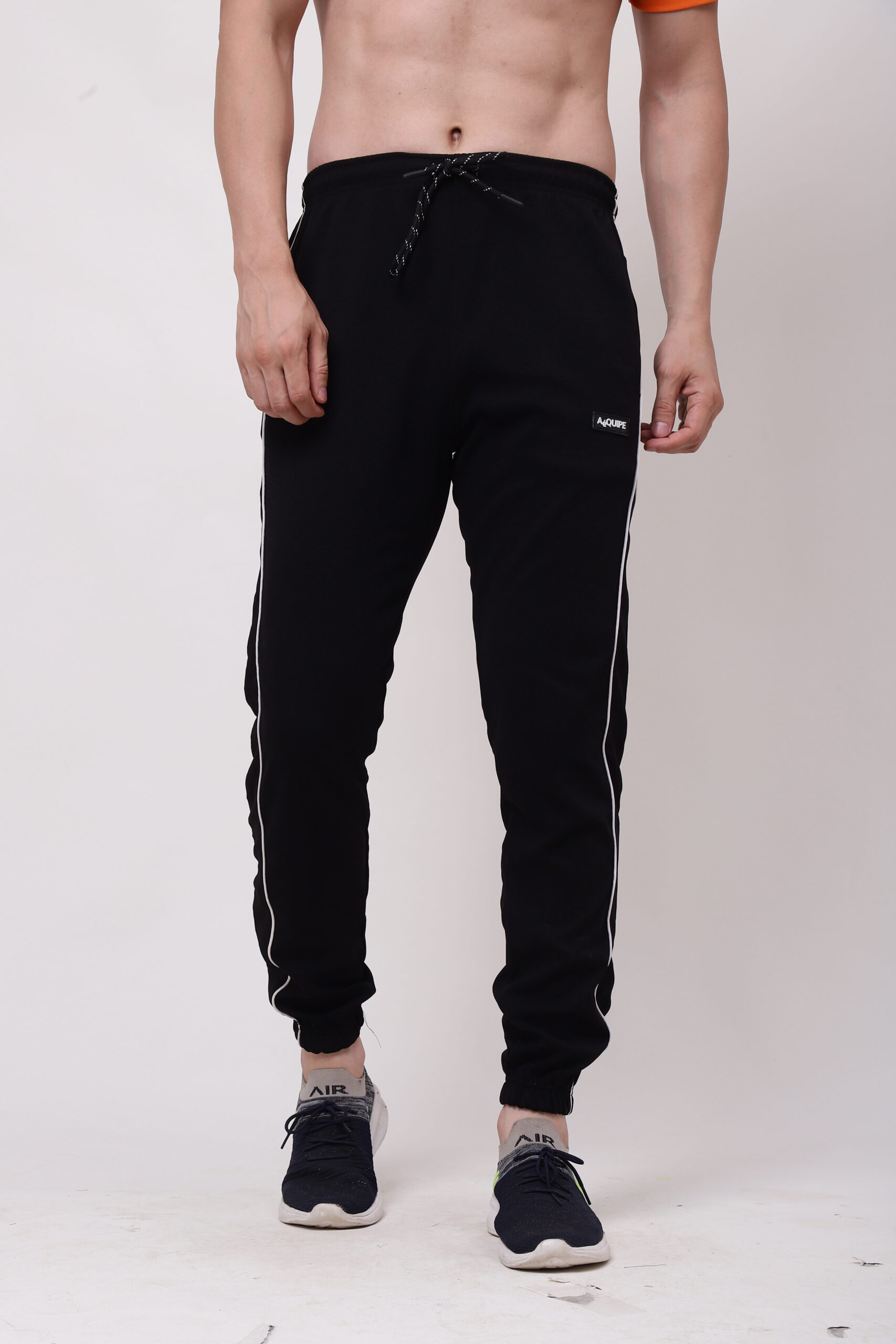 Men Black Trackpant with White line - Image 4