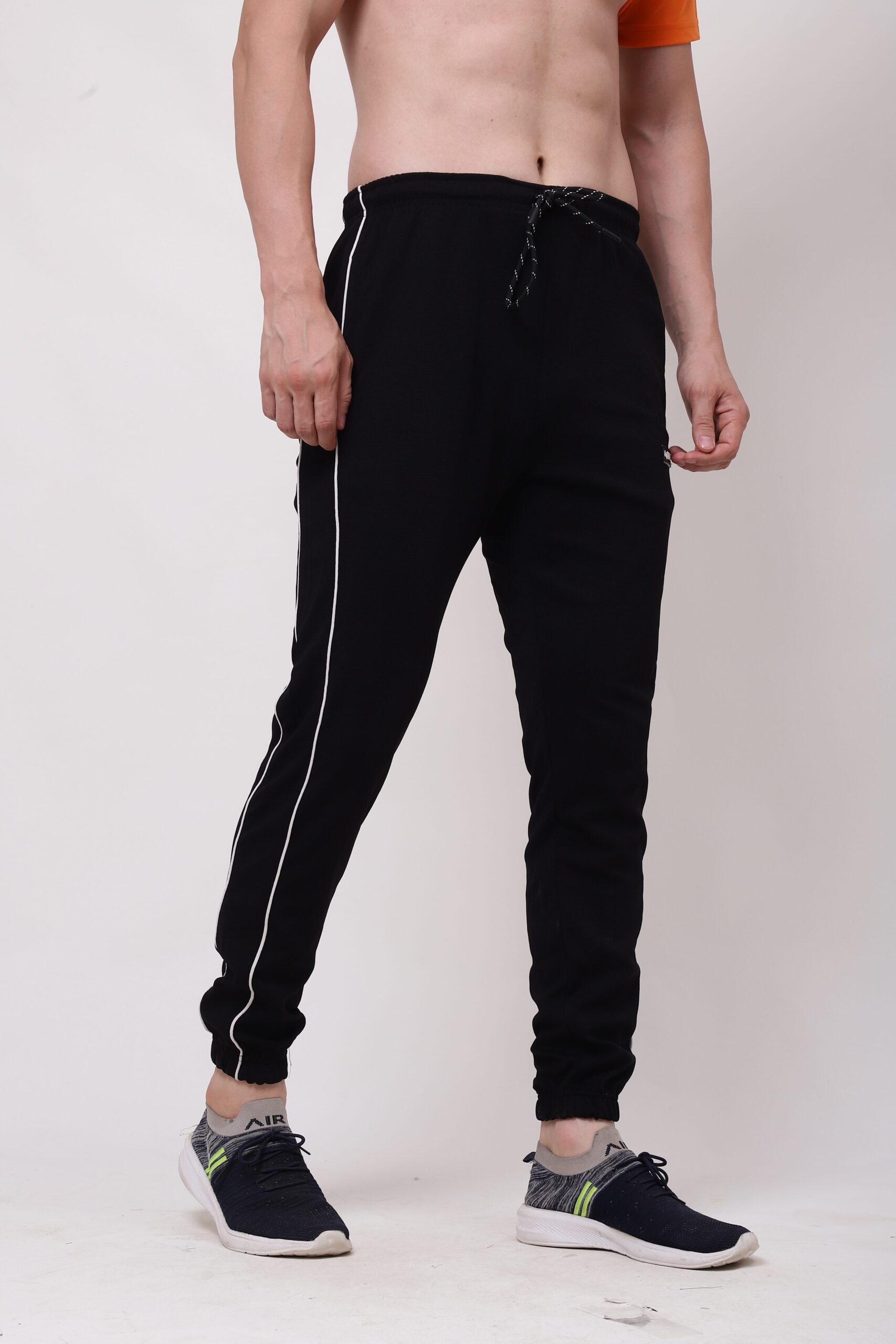 Men Black Trackpant with White line - Image 7