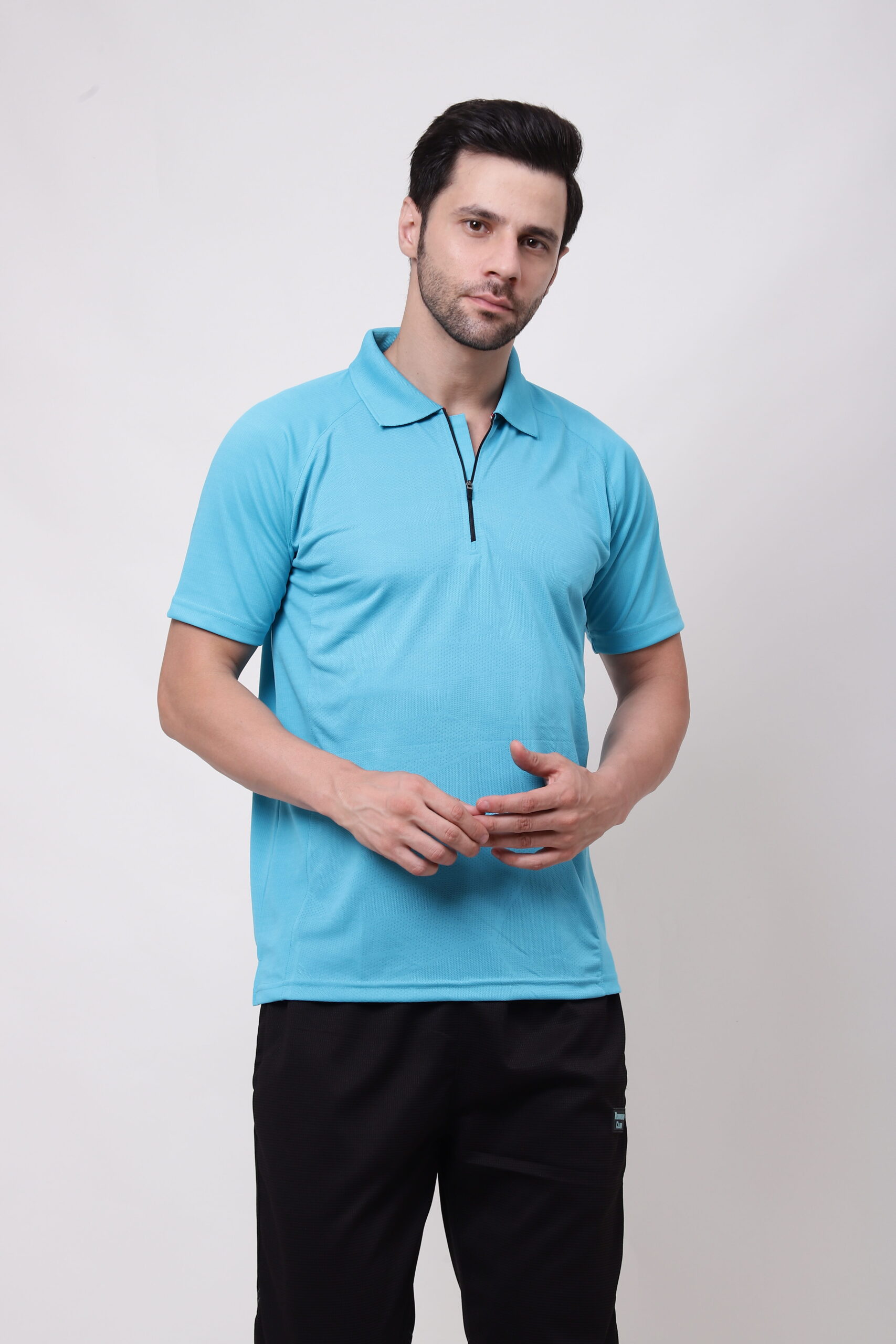 Men Polo T-shirt with Zipper - Image 4