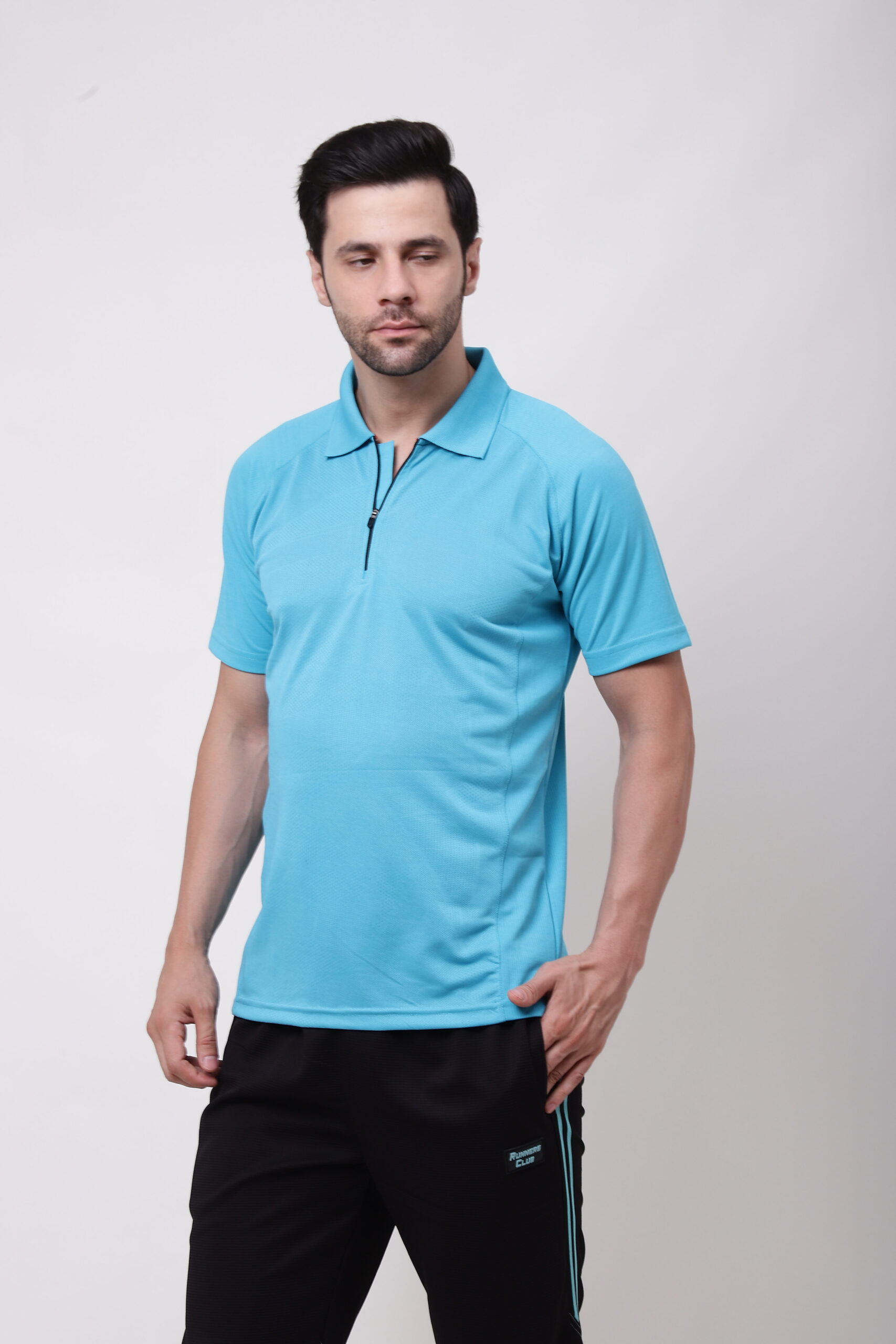 Men Polo T-shirt with Zipper - Image 5