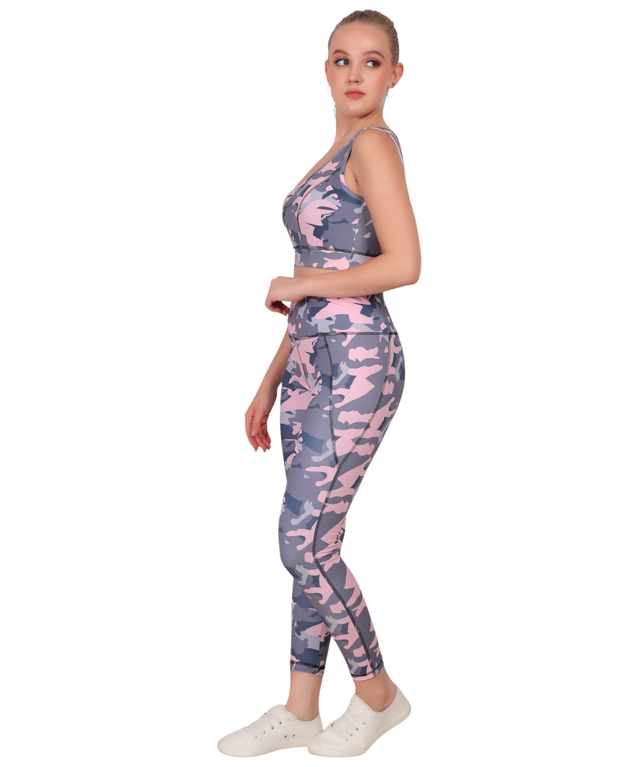 Spandex jegging & top Pink Black camouflage Set - Image 4