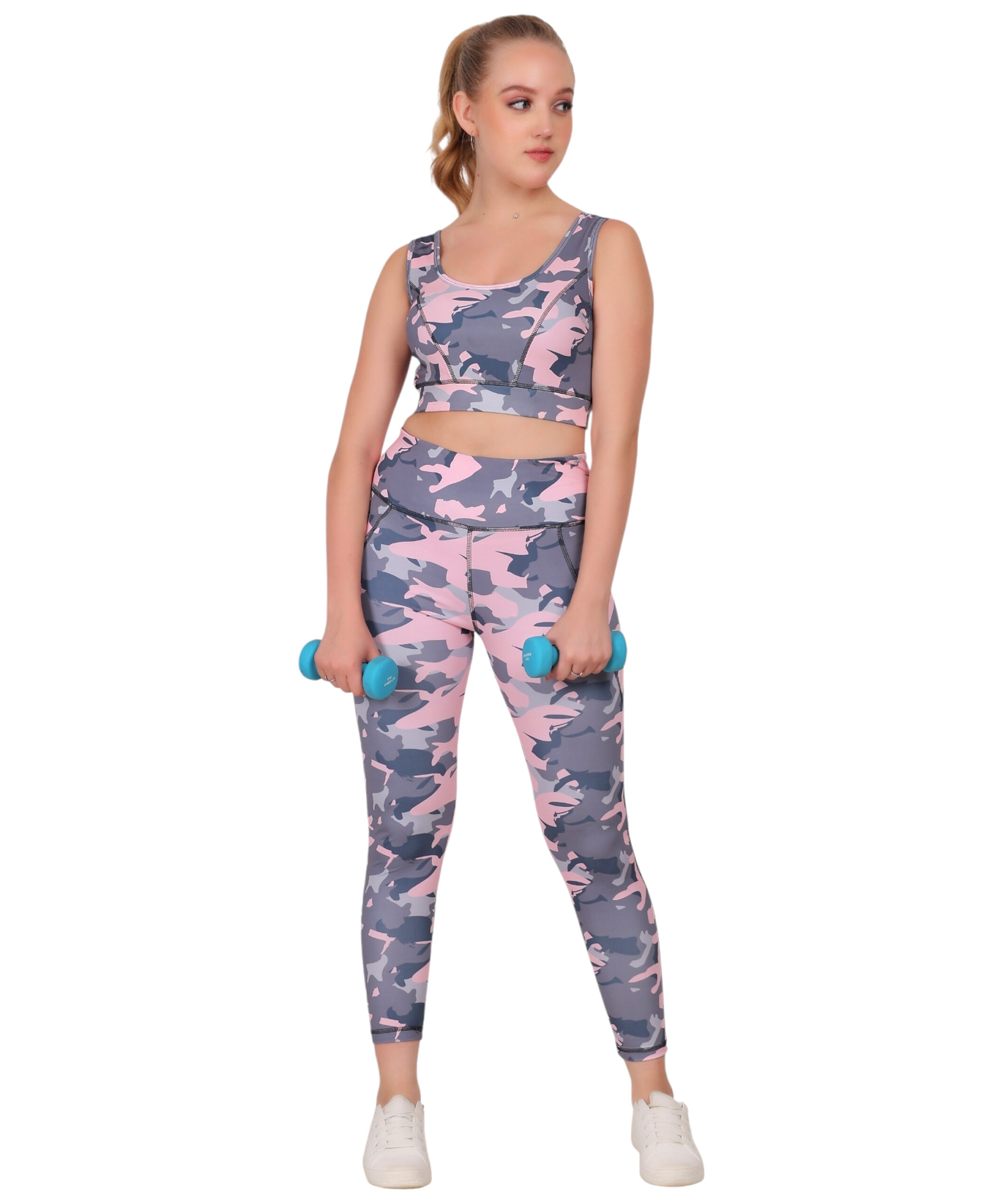 Spandex jegging & top Pink Black camouflage Set - Image 6