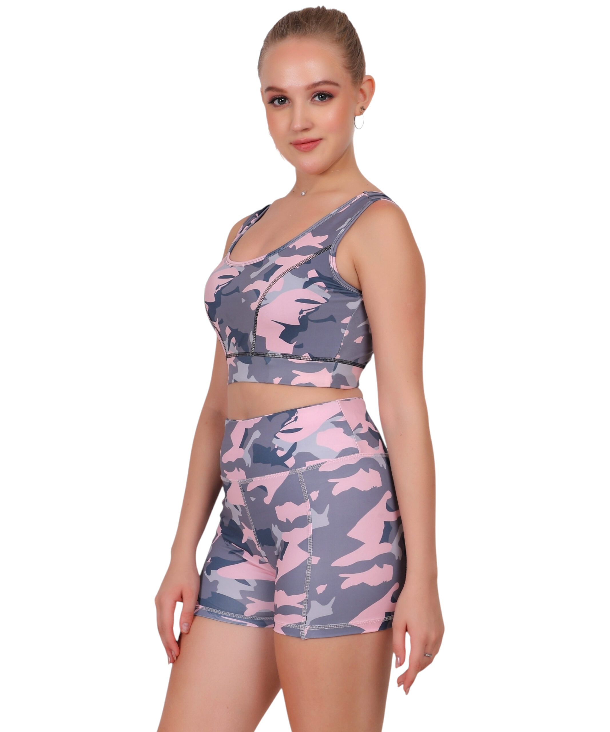 Spandex Cycling top & short Pink Black Camouflage Set