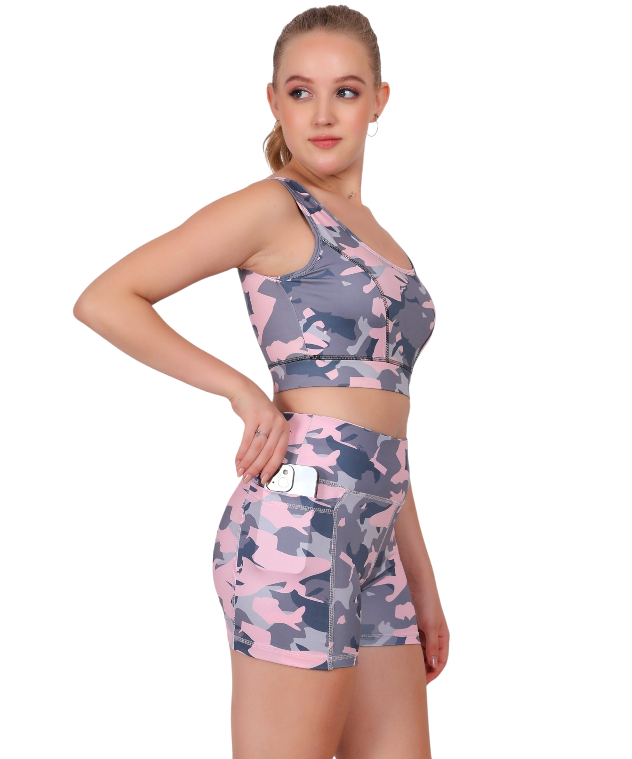 Spandex Cycling top & short Pink Black Camouflage Set - Image 6