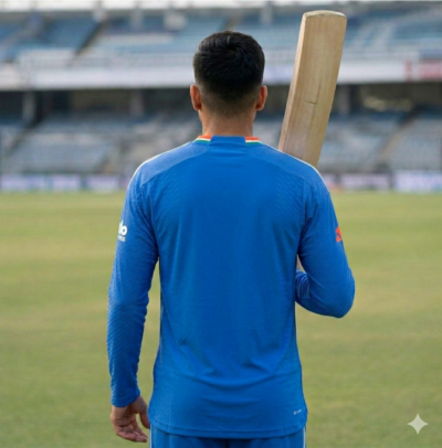 India Blue Cricket Full Sleeves Jersey- backside