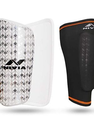 Nivia 418M Lycra-Spandex Shin Guard with Sleeve - Medium (Black)