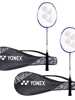 YONEX ZR 100 Light Aluminium Blend Badminton Racquet with Full Cover (Blue/Blue) - Set of 2