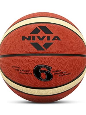 Nivia Engraver Basketball/Soft Rubberized Moulded/14 Panel/Suitable for Hard Surface/Match Ball/for Men/Basketball Size - 6 (Red)