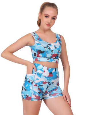 Spandex Cycling  top & shorts sky blue camouflage set