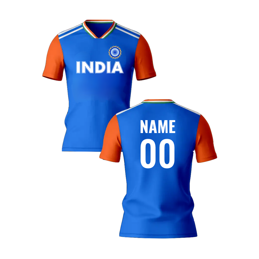 Customised India Blue Basic Fan Half Sleeves Jersey