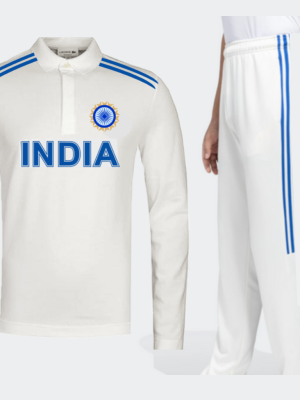 Customised India White Full Sleeve Cricket Jersey & Trackpant Set