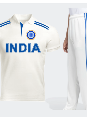 Customised India White Half Sleeve Cricket Jersey & Trackpant Set