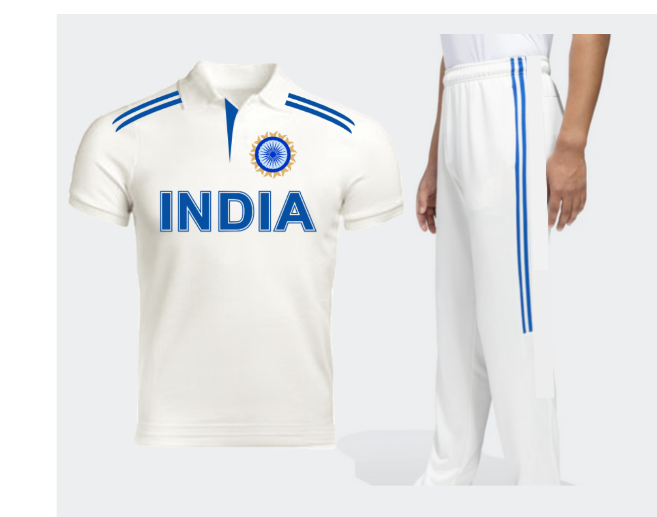 Customised India White Half Sleeve Cricket Jersey & Trackpant Set