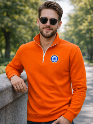 India Orange Sweatshirt| India Orange Sweatshirt for Cricket Fans | Indian Cricket Sweatshirt