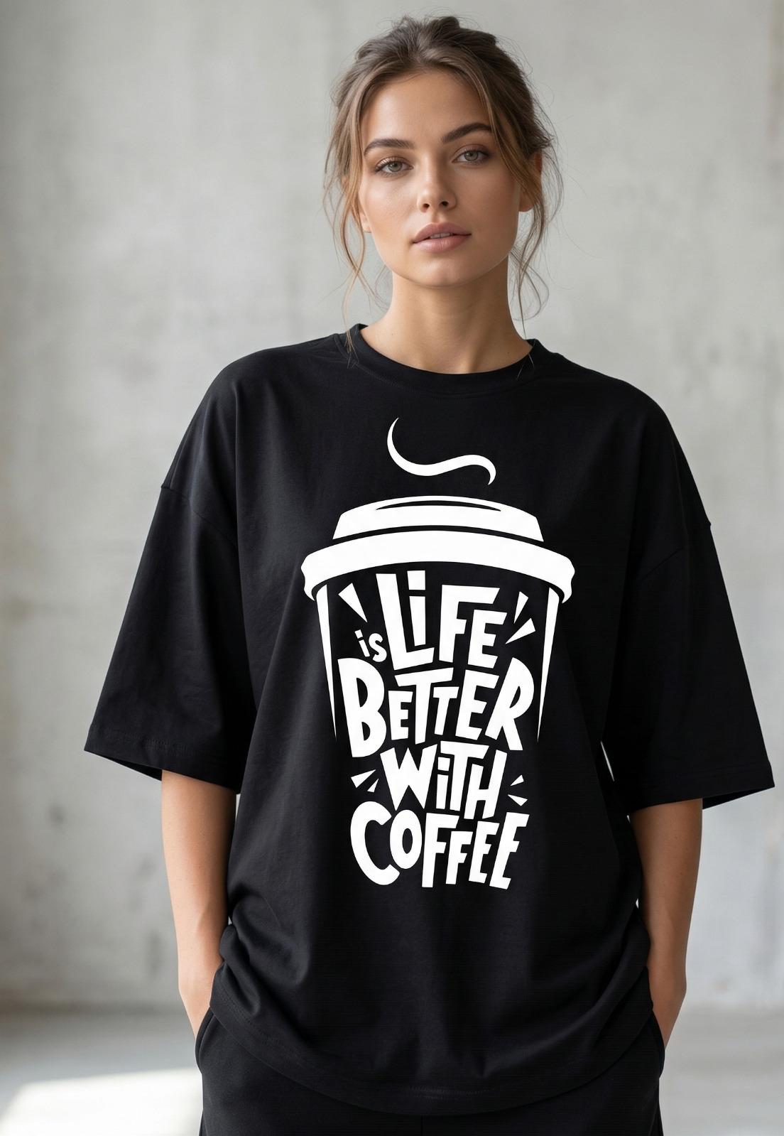 Oversized Coffee Graphic T Shirt - Image 3