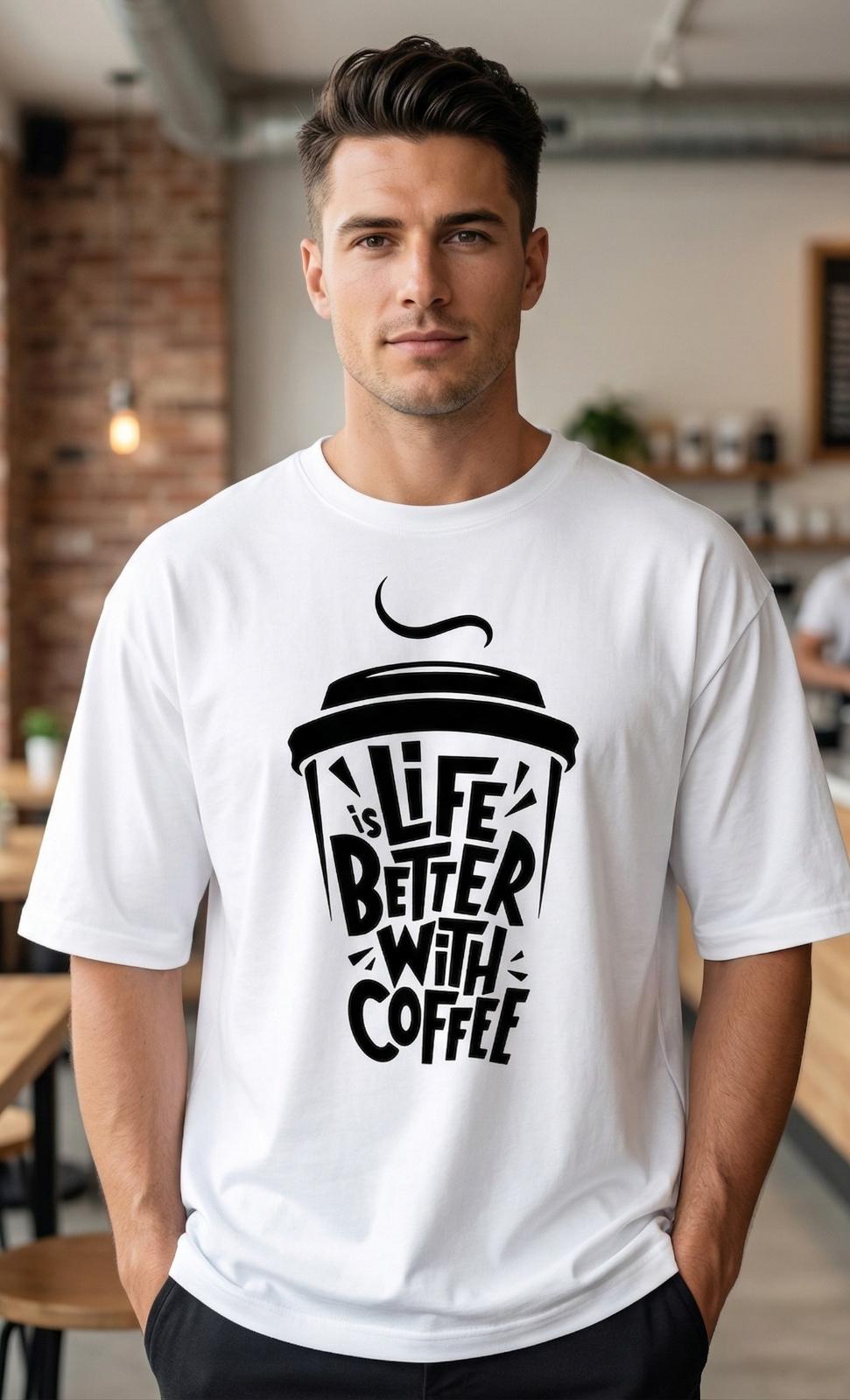 Oversized Coffee Graphic T Shirt - Image 2