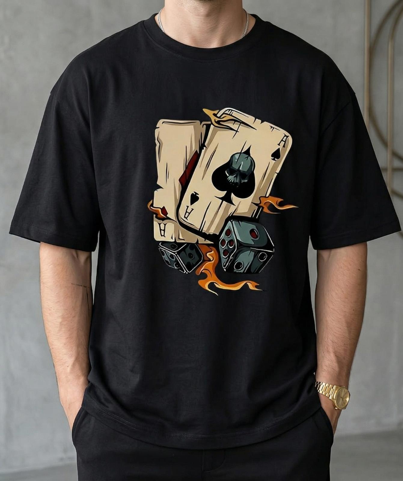 Flaming Dice Oversized T Shirt
