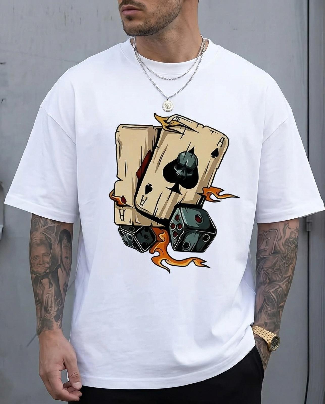 Flaming Dice Oversized T Shirt - Image 3