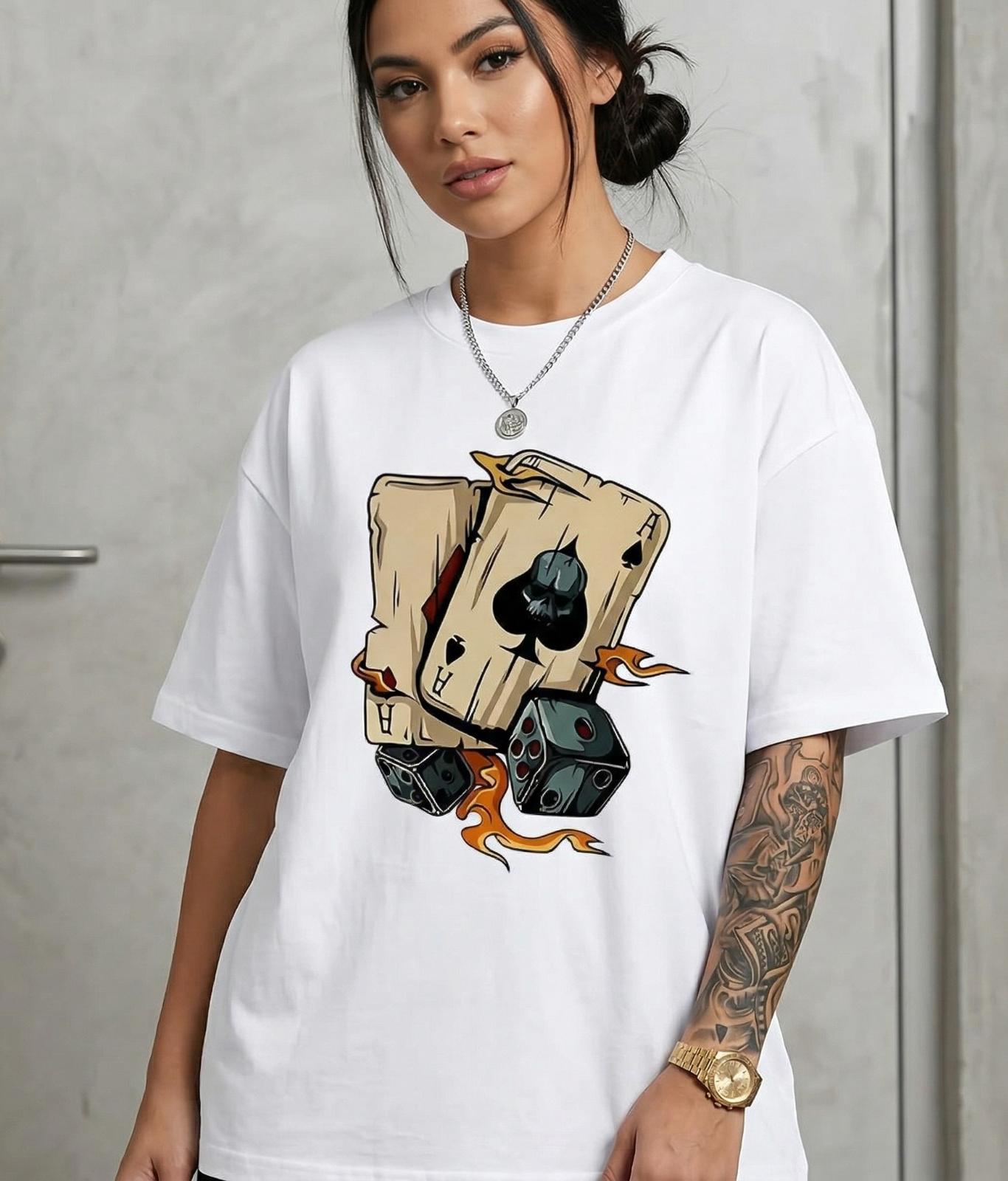 Flaming Dice Oversized T Shirt - Image 2