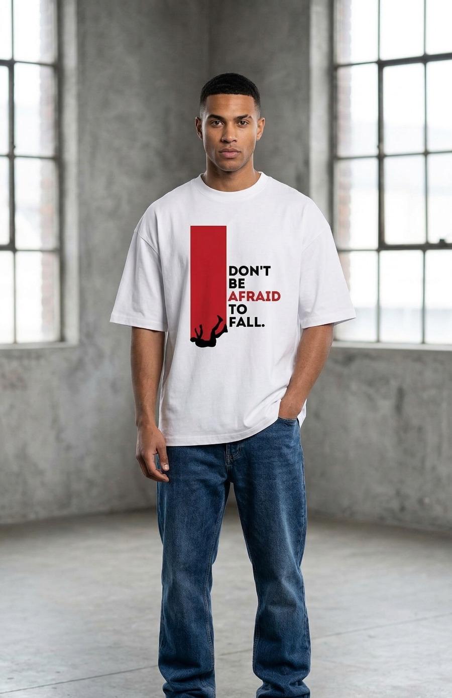 DON'T BE AFRAID TO FALL Oversized T-shirt - Image 3