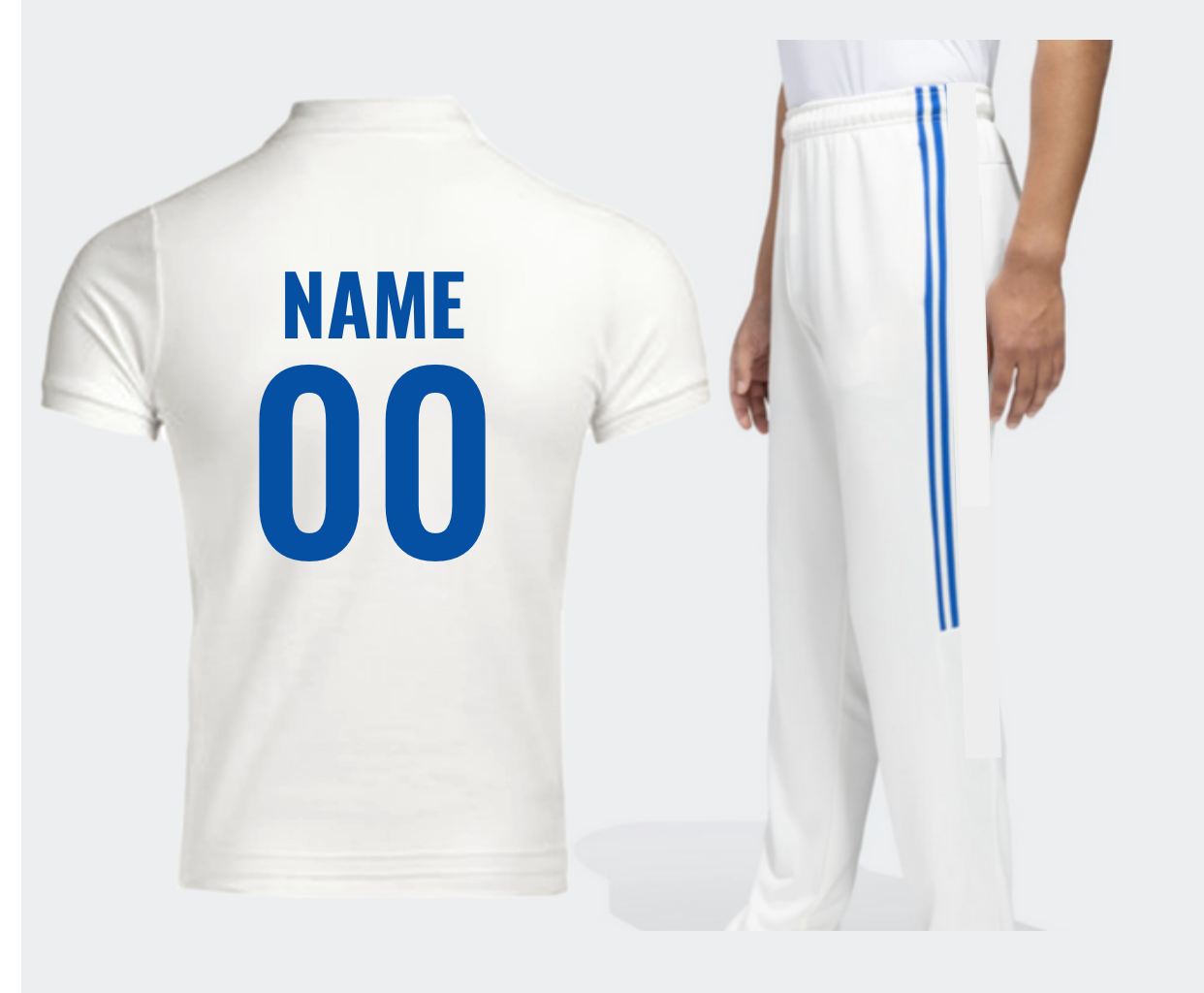 Customised India White Half Sleeve Cricket Jersey & Trackpant Set - Image 2