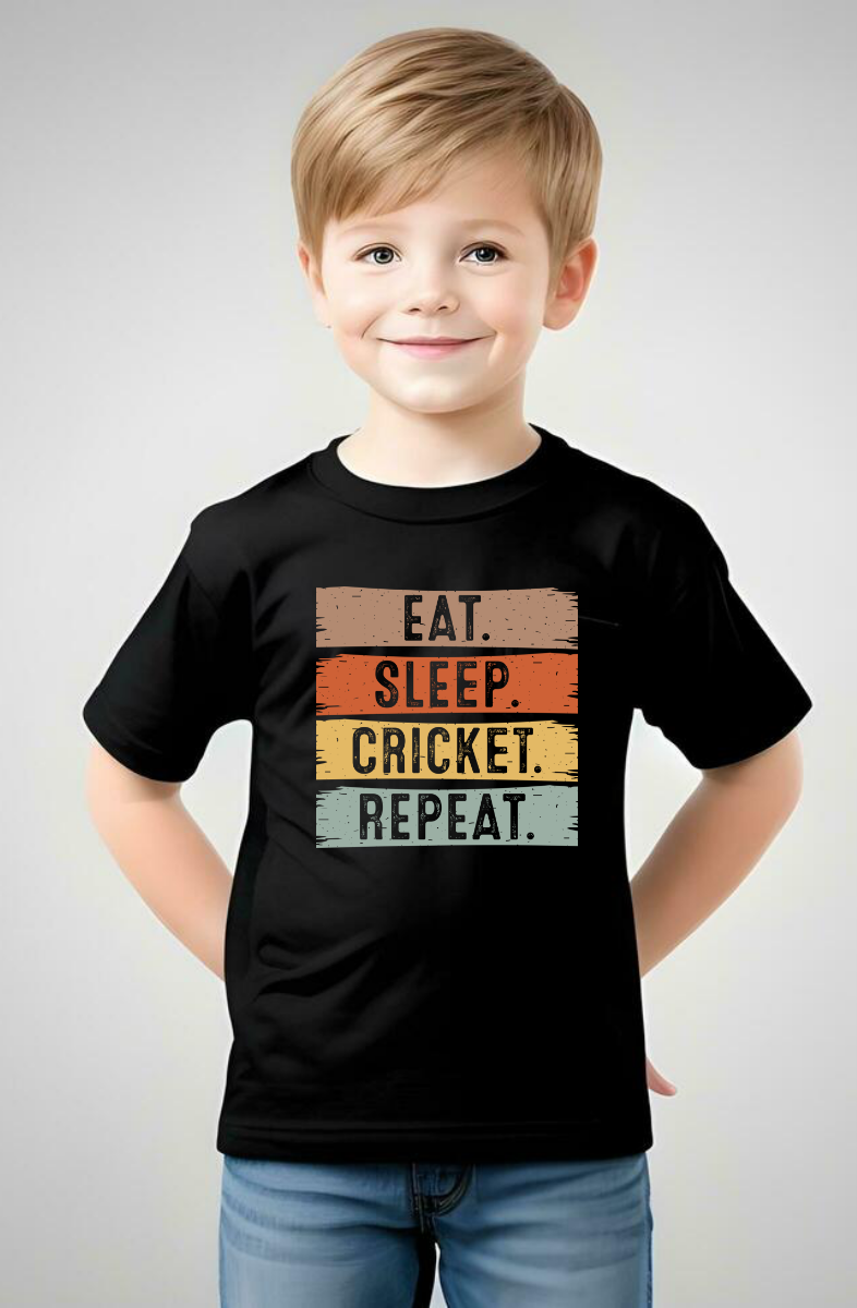 Eat Sleep Cricket Repeat Kids T-shirt