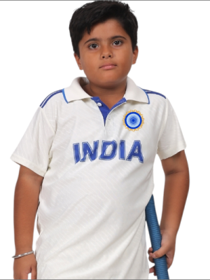 India Kids White Half Sleeves Jersey