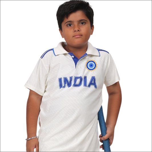 India Kids White Half Sleeves Jersey